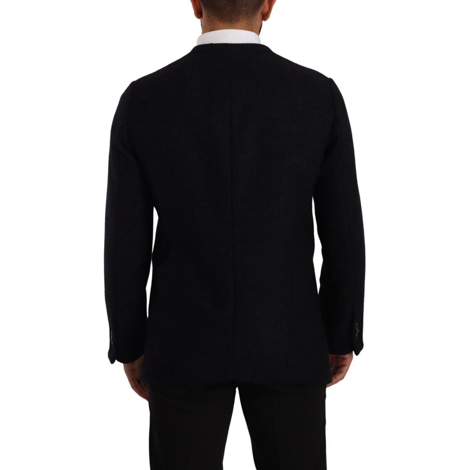 Dolce & Gabbana Gray Alpaca Button Down Men Coat Jacket