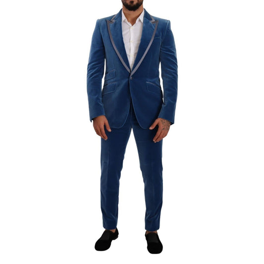 Dolce & Gabbana Blue SICILIA Velvet Slim Fit 2 Piece Suit