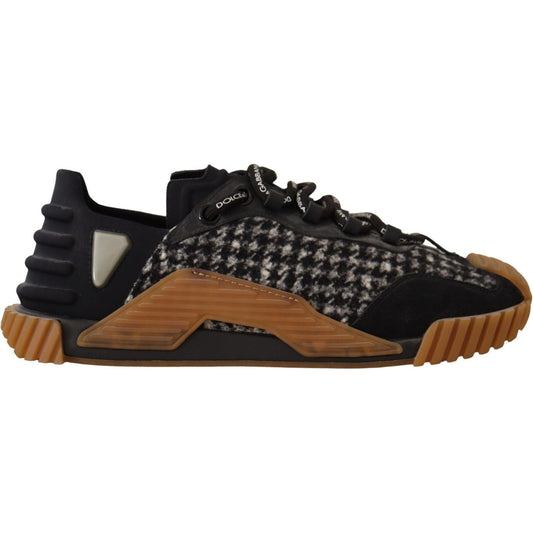 Dolce & Gabbana Black White Fabric Lace Up NS1 Sneakers