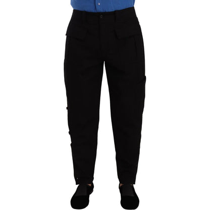 Dolce & Gabbana Black Cotton Stretch Tapered Cargo Pants