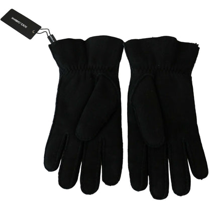 Dolce & Gabbana Black Leather Motorcycle Biker Mitten Gloves 1728,67345645728,8.5|S,Accessories,Black,Dolce & Gabbana,Gloves - Accessories,Gloves - Men - Accessories,Material: Leather,Men,Men - Accessories,New with tags