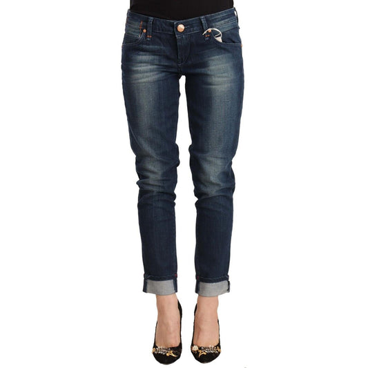 Acht Blue Washed Low Waist Skinny Denim Folded Hem Jeans PAN71237 - 28