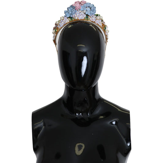 Dolce & Gabbana Gold Crystal Purple Hortensia Headband Crown Diadem SMY100489