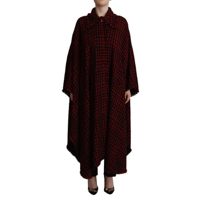 Dolce & Gabbana Black Red Cotton Checkered Over Coat Jacket 1728,67345645728,Black and Red,Clothing,Dolce & Gabbana,Full-Length Jackets - Jackets & Coats - Clothing,IT40|S,Jackets & Coats - Clothing,Jackets & Coats - Women - Clothing,Material: 41% Cotton