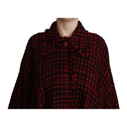 Dolce & Gabbana Black Red Cotton Checkered Over Coat Jacket 1728,67345645728,Black and Red,Clothing,Dolce & Gabbana,Full-Length Jackets - Jackets & Coats - Clothing,IT40|S,Jackets & Coats - Clothing,Jackets & Coats - Women - Clothing,Material: 41% Cotton
