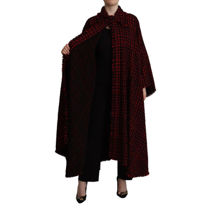 Dolce & Gabbana Black Red Cotton Checkered Over Coat Jacket 1728,67345645728,Black and Red,Clothing,Dolce & Gabbana,Full-Length Jackets - Jackets & Coats - Clothing,IT40|S,Jackets & Coats - Clothing,Jackets & Coats - Women - Clothing,Material: 41% Cotton
