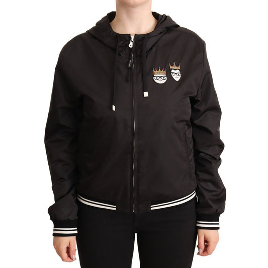 Dolce & Gabbana Black Polyester Hooded Bomber Full Zip Jacket1728,67345645728,Black,Bombers - Jackets & Coats - Clothing,Clothing,Dolce & Gabbana,IT40|S,IT46|XL,Jackets & Coats - Clothing,Jackets & Coats - Women - Clothing,Material: 100% Polyester,New wit