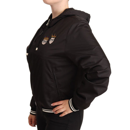 Dolce & Gabbana Black Polyester Hooded Bomber Full Zip Jacket1728,67345645728,Black,Bombers - Jackets & Coats - Clothing,Clothing,Dolce & Gabbana,IT40|S,IT46|XL,Jackets & Coats - Clothing,Jackets & Coats - Women - Clothing,Material: 100% Polyester,New wit