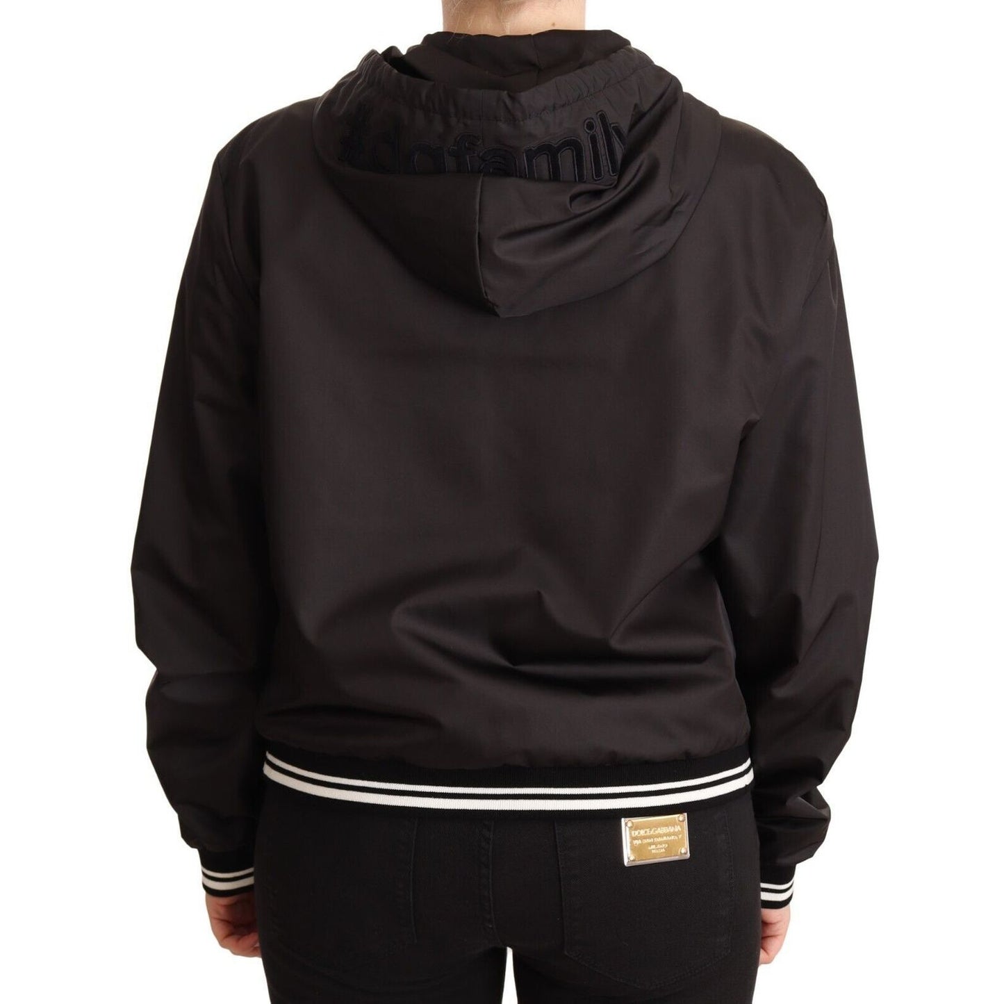 Dolce & Gabbana Black Polyester Hooded Bomber Full Zip Jacket1728,67345645728,Black,Bombers - Jackets & Coats - Clothing,Clothing,Dolce & Gabbana,IT40|S,IT46|XL,Jackets & Coats - Clothing,Jackets & Coats - Women - Clothing,Material: 100% Polyester,New wit