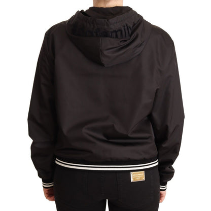 Dolce & Gabbana Black Polyester Hooded Bomber Full Zip Jacket1728,67345645728,Black,Bombers - Jackets & Coats - Clothing,Clothing,Dolce & Gabbana,IT40|S,IT46|XL,Jackets & Coats - Clothing,Jackets & Coats - Women - Clothing,Material: 100% Polyester,New wit