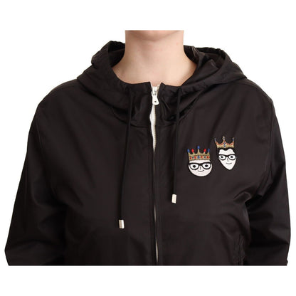 Dolce & Gabbana Black Polyester Hooded Bomber Full Zip Jacket1728,67345645728,Black,Bombers - Jackets & Coats - Clothing,Clothing,Dolce & Gabbana,IT40|S,IT46|XL,Jackets & Coats - Clothing,Jackets & Coats - Women - Clothing,Material: 100% Polyester,New wit