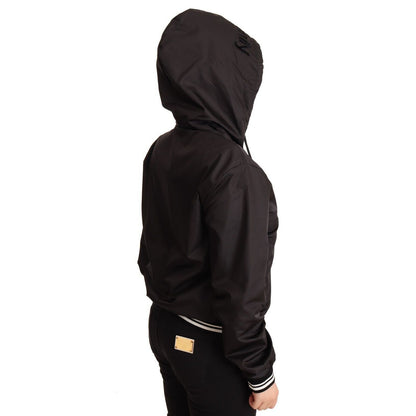 Dolce & Gabbana Black Polyester Hooded Bomber Full Zip Jacket1728,67345645728,Black,Bombers - Jackets & Coats - Clothing,Clothing,Dolce & Gabbana,IT40|S,IT46|XL,Jackets & Coats - Clothing,Jackets & Coats - Women - Clothing,Material: 100% Polyester,New wit