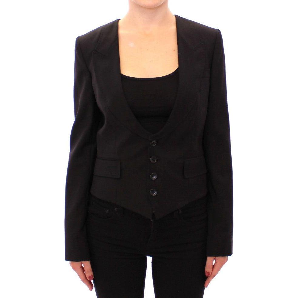 Dolce & Gabbana Black Silk Scarf Back Blazer Jacket1% elastane,1728,40% silk,67345645728,Black,Blazers - Suits & Blazers - Clothing,Clothing,Dolce & Gabbana,IT40|S,Jackets & Coats - Clothing,Material: 59% wool,New with tags,Suits & Blazers - Clothing,Suit