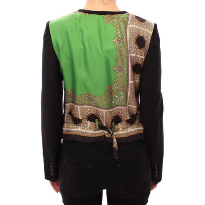 Dolce & Gabbana Black Silk Scarf Back Blazer Jacket1% elastane,1728,40% silk,67345645728,Black,Blazers - Suits & Blazers - Clothing,Clothing,Dolce & Gabbana,IT40|S,Jackets & Coats - Clothing,Material: 59% wool,New with tags,Suits & Blazers - Clothing,Suit
