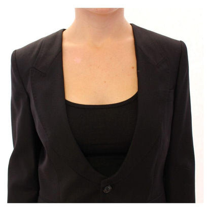 Dolce & Gabbana Black Silk Scarf Back Blazer Jacket1% elastane,1728,40% silk,67345645728,Black,Blazers - Suits & Blazers - Clothing,Clothing,Dolce & Gabbana,IT40|S,Jackets & Coats - Clothing,Material: 59% wool,New with tags,Suits & Blazers - Clothing,Suit