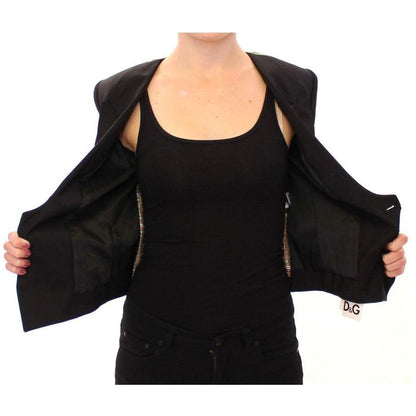 Dolce & Gabbana Black Silk Scarf Back Blazer Jacket1% elastane,1728,40% silk,67345645728,Black,Blazers - Suits & Blazers - Clothing,Clothing,Dolce & Gabbana,IT40|S,Jackets & Coats - Clothing,Material: 59% wool,New with tags,Suits & Blazers - Clothing,Suit