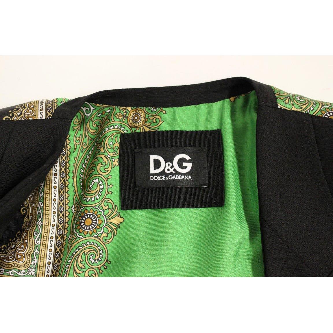 Dolce & Gabbana Black Silk Scarf Back Blazer Jacket1% elastane,1728,40% silk,67345645728,Black,Blazers - Suits & Blazers - Clothing,Clothing,Dolce & Gabbana,IT40|S,Jackets & Coats - Clothing,Material: 59% wool,New with tags,Suits & Blazers - Clothing,Suit