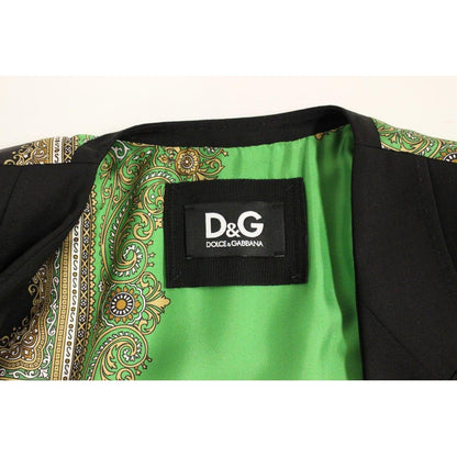 Dolce & Gabbana Black Silk Scarf Back Blazer Jacket1% elastane,1728,40% silk,67345645728,Black,Blazers - Suits & Blazers - Clothing,Clothing,Dolce & Gabbana,IT40|S,Jackets & Coats - Clothing,Material: 59% wool,New with tags,Suits & Blazers - Clothing,Suit