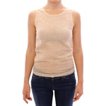 Dolce & Gabbana Beige Sleeveless Cotton Top Tank Blouse GSS11435-1