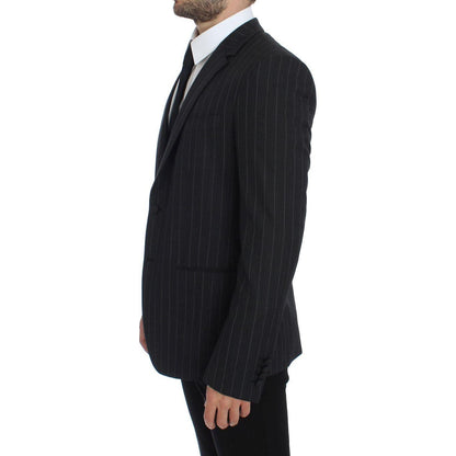 Dolce & Gabbana Gray Striped Slim Fit Wool Blazer1728,5% Virgin wool,67345645728,Blazers - Men - Clothing,Blazers - Suits & Blazers - Clothing,Clothing,Dolce & Gabbana,Gray,IT50 | L,Material: 95% Wool,Men,Men - Clothing,New with tags,Suits & Blazers - Clo