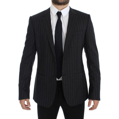 Dolce & Gabbana Gray Striped Slim Fit Wool Blazer1728,5% Virgin wool,67345645728,Blazers - Men - Clothing,Blazers - Suits & Blazers - Clothing,Clothing,Dolce & Gabbana,Gray,IT50 | L,Material: 95% Wool,Men,Men - Clothing,New with tags,Suits & Blazers - Clo