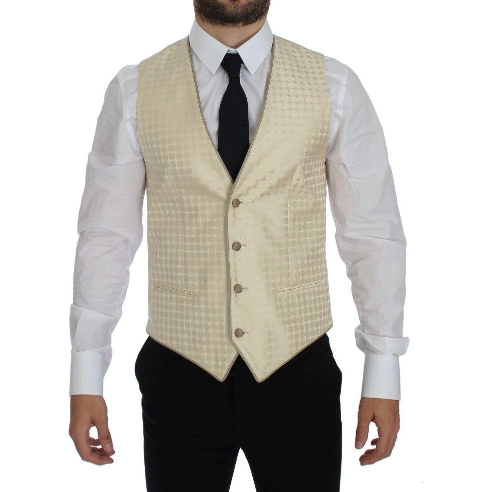Dolce & Gabbana Beige Polka Dot Silk 2 Piece Blazer
