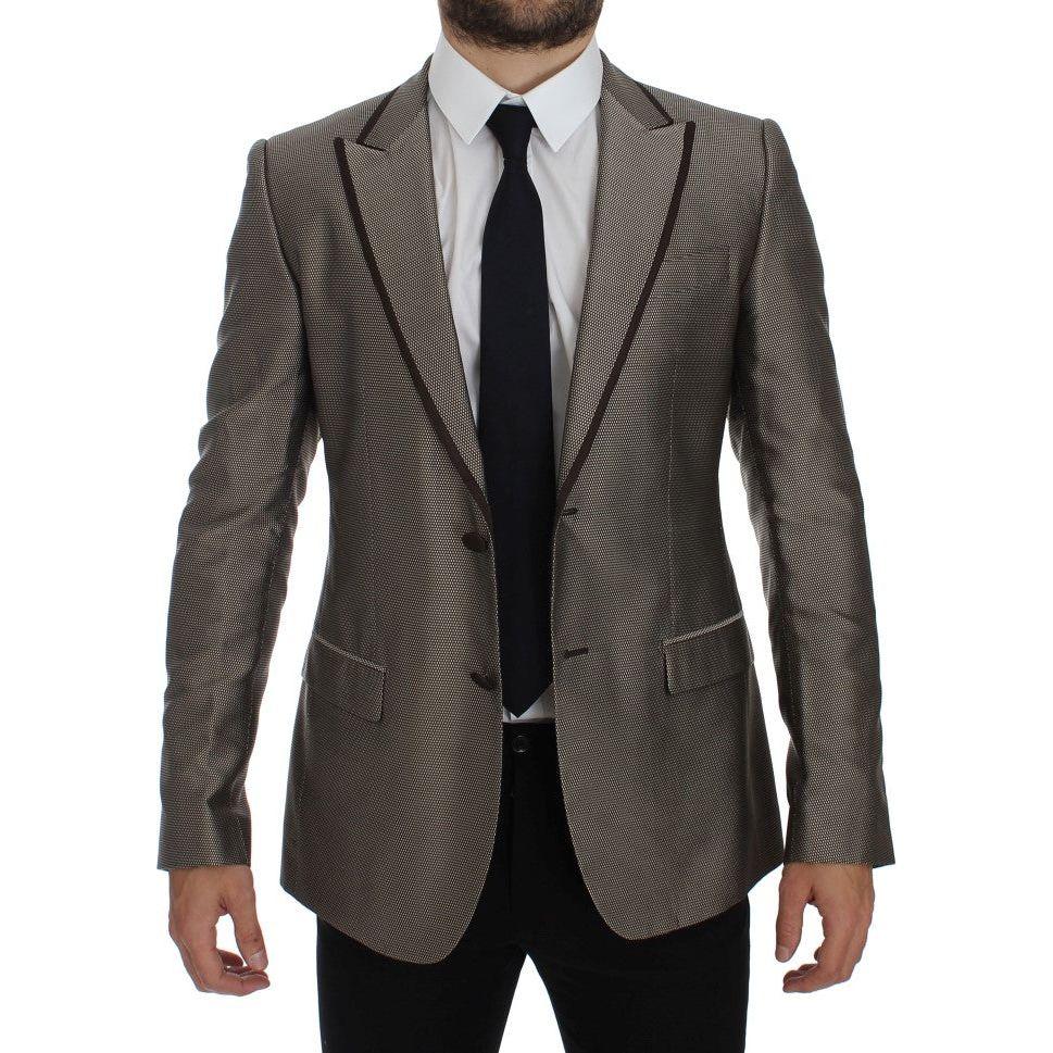 Dolce & Gabbana Brown Slim Fit Silk Two Button Blazer1728,67345645728,Blazers - Men - Clothing,Blazers - Suits & Blazers - Clothing,Brown,Clothing,Dolce & Gabbana,IT44 | XS,Material: 100% Silk,Men,Men - Clothing,New with tags,Suits & Blazers - Clothing
