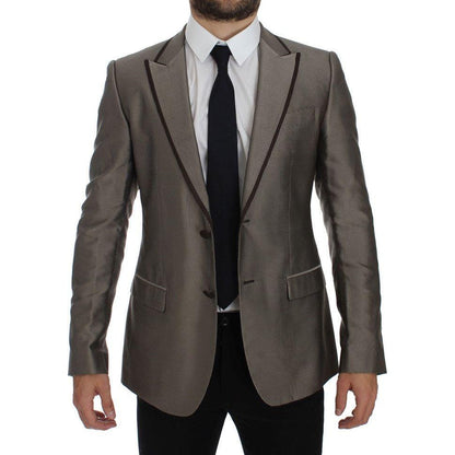 Dolce & Gabbana Brown Slim Fit Silk Two Button Blazer1728,67345645728,Blazers - Men - Clothing,Blazers - Suits & Blazers - Clothing,Brown,Clothing,Dolce & Gabbana,IT44 | XS,Material: 100% Silk,Men,Men - Clothing,New with tags,Suits & Blazers - Clothing