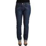 Acht Dark Blue Cotton Slim Fit Folded Hem Denim Jeans PAN71840 - 33