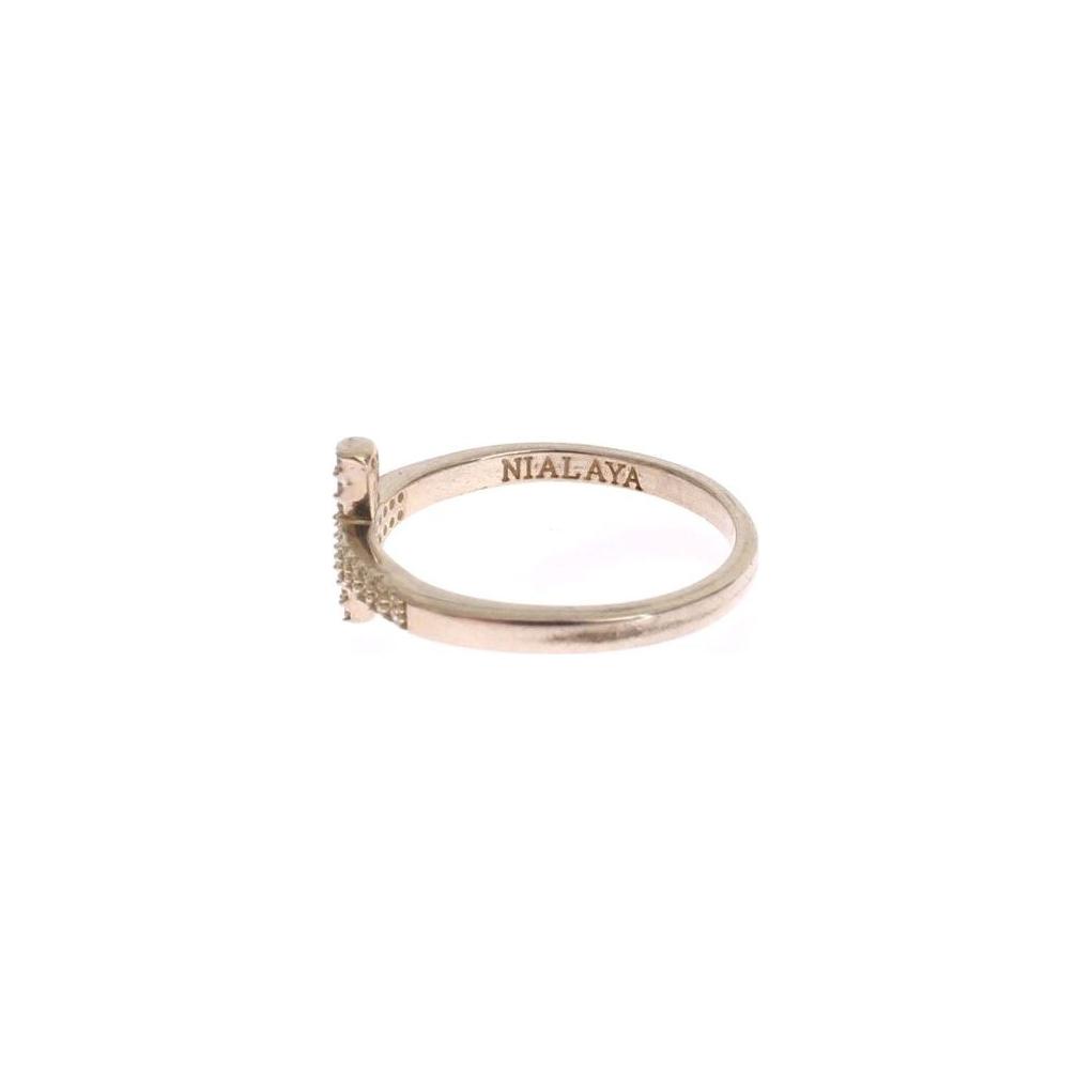 Nialaya Silver CZ Cross 925 Ring