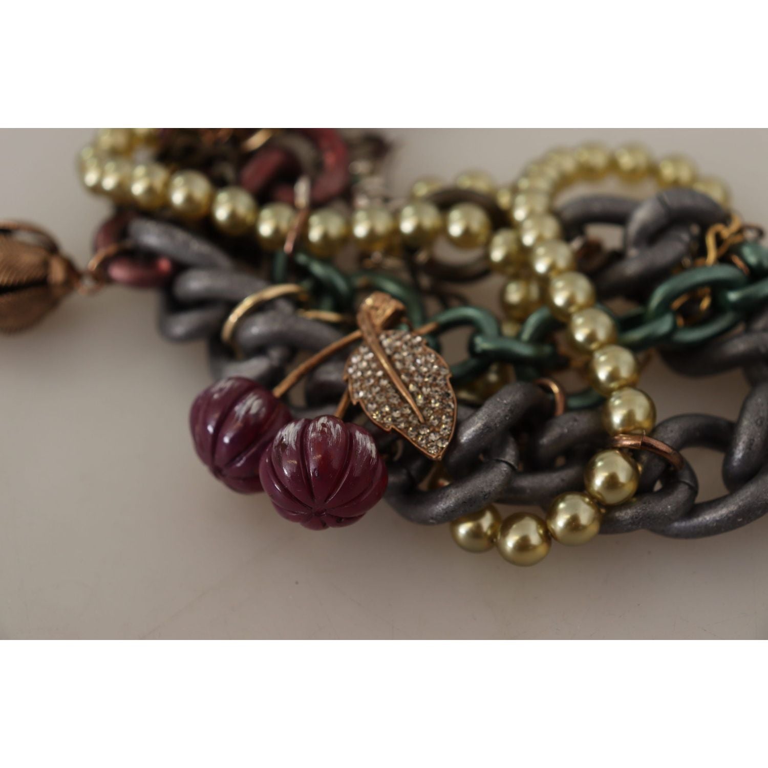 Dolce & Gabbana Gold Brass Sicily Floral Crystal Statement Necklace