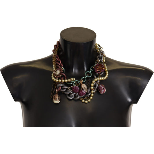 Dolce & Gabbana Gold Brass Sicily Floral Crystal Statement Necklace 1% Crystal,1728,19% Glass,3% Zama,45% Brass,67345645728,Accessories,Category - Jewellery,Dolce & Gabbana,Jewellery - Accessories,Jewelry,Material: 30% Aluminum,Men,Necklaces - Jewellery -