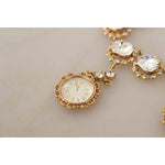 Dolce & Gabbana Gold Clock Statement Crystal Chain Necklace SMY100954