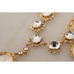 Dolce & Gabbana Gold Clock Statement Crystal Chain Necklace SMY100954