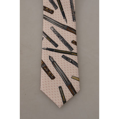Dolce & Gabbana Pink Pen Dots Print 100% Silk Adjustable Neck Accessory Tie 1728,67345645728,Accessories,Dolce & Gabbana,Material: 100% Silk,Men,Men - Accessories,New with tags,Pink,Ties & Bowties - Men - Accessories,Ties - Ties and Formal Accessories - A