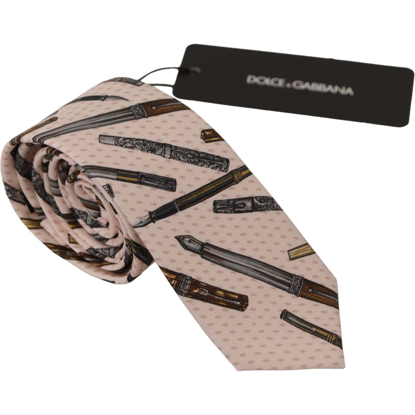 Dolce & Gabbana Pink Pen Dots Print 100% Silk Adjustable Neck Accessory Tie 1728,67345645728,Accessories,Dolce & Gabbana,Material: 100% Silk,Men,Men - Accessories,New with tags,Pink,Ties & Bowties - Men - Accessories,Ties - Ties and Formal Accessories - A