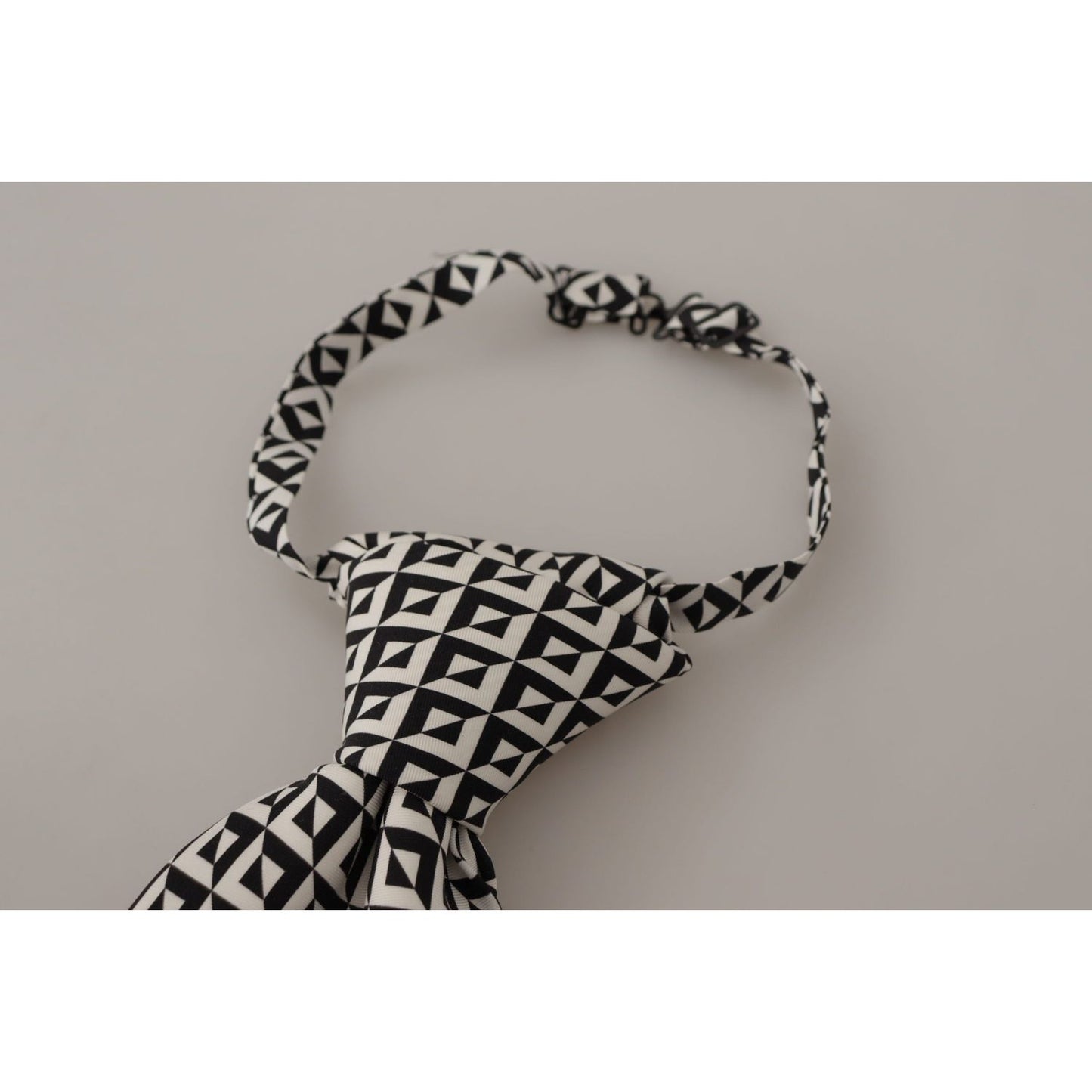 Dolce & Gabbana Black White Geometric 100% Silk Adjustable Accessory Tie 1728,67345645728,Accessories,Black,Dolce & Gabbana,Material: 100% Silk,Men,Men - Accessories,New with tags,Ties & Bowties - Men - Accessories,Ties - Ties and Formal Accessories - Acc