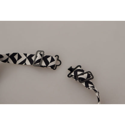 Dolce & Gabbana Black White Geometric 100% Silk Adjustable Accessory Tie 1728,67345645728,Accessories,Black,Dolce & Gabbana,Material: 100% Silk,Men,Men - Accessories,New with tags,Ties & Bowties - Men - Accessories,Ties - Ties and Formal Accessories - Acc