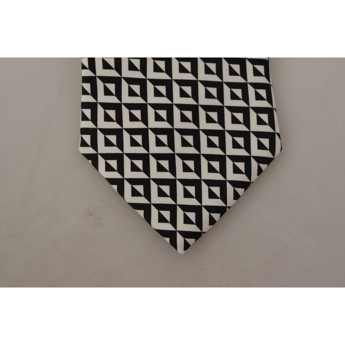 Dolce & Gabbana Black White Geometric 100% Silk Adjustable Accessory Tie 1728,67345645728,Accessories,Black,Dolce & Gabbana,Material: 100% Silk,Men,Men - Accessories,New with tags,Ties & Bowties - Men - Accessories,Ties - Ties and Formal Accessories - Acc