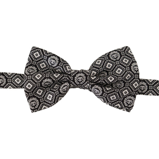 Dolce & Gabbana Black white 100% Silk Adjustable Neck Papillon Tie 1728,67345645728,Accessories,Black,Bowties - Ties and Formal Accessories - Accessories,Dolce & Gabbana,Material: 100% Silk,Men,Men - Accessories,New with tags,Ties & Bowties - Men - Access