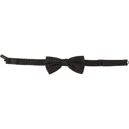 Dolce & Gabbana Gray Polka Dot 100% Silk Neck Papillon Tie 1728,67345645728,Accessories,Black,Bowties - Ties and Formal Accessories - Accessories,Dolce & Gabbana,Material: 100% Silk,Men,Men - Accessories,New with tags,Ties & Bowties - Men - Accessories,Ti