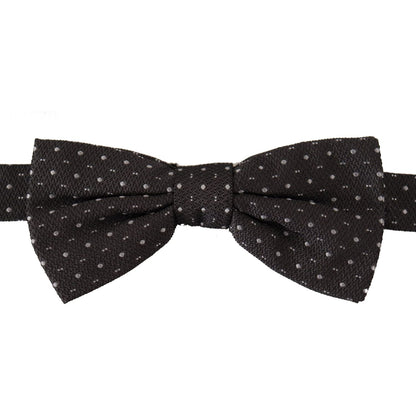Dolce & Gabbana Gray Polka Dot 100% Silk Neck Papillon Tie 1728,67345645728,Accessories,Black,Bowties - Ties and Formal Accessories - Accessories,Dolce & Gabbana,Material: 100% Silk,Men,Men - Accessories,New with tags,Ties & Bowties - Men - Accessories,Ti