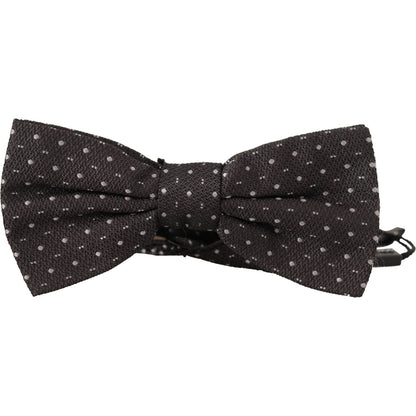 Dolce & Gabbana Gray Polka Dot 100% Silk Neck Papillon Tie 1728,67345645728,Accessories,Black,Bowties - Ties and Formal Accessories - Accessories,Dolce & Gabbana,Material: 100% Silk,Men,Men - Accessories,New with tags,Ties & Bowties - Men - Accessories,Ti
