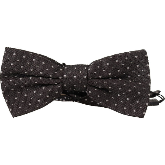 Dolce & Gabbana Gray Polka Dot 100% Silk Neck Papillon Tie 1728,67345645728,Accessories,Black,Bowties - Ties and Formal Accessories - Accessories,Dolce & Gabbana,Material: 100% Silk,Men,Men - Accessories,New with tags,Ties & Bowties - Men - Accessories,Ti