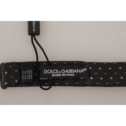 Dolce & Gabbana Gray Polka Dot 100% Silk Neck Papillon Tie 1728,67345645728,Accessories,Black,Bowties - Ties and Formal Accessories - Accessories,Dolce & Gabbana,Material: 100% Silk,Men,Men - Accessories,New with tags,Ties & Bowties - Men - Accessories,Ti