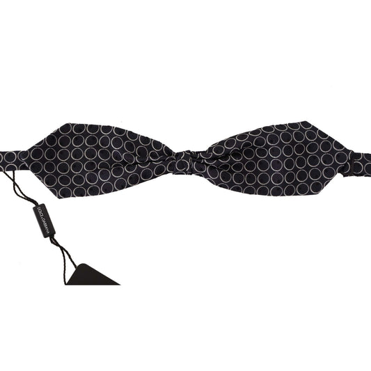 Dolce & Gabbana Black White Round 100% Silk Neck Papillon Tie 1728,67345645728,Accessories,Black,Bowties - Ties and Formal Accessories - Accessories,Dolce & Gabbana,Material: 100% Silk,Men,Men - Accessories,New with tags,Ties & Bowties - Men - Accessories