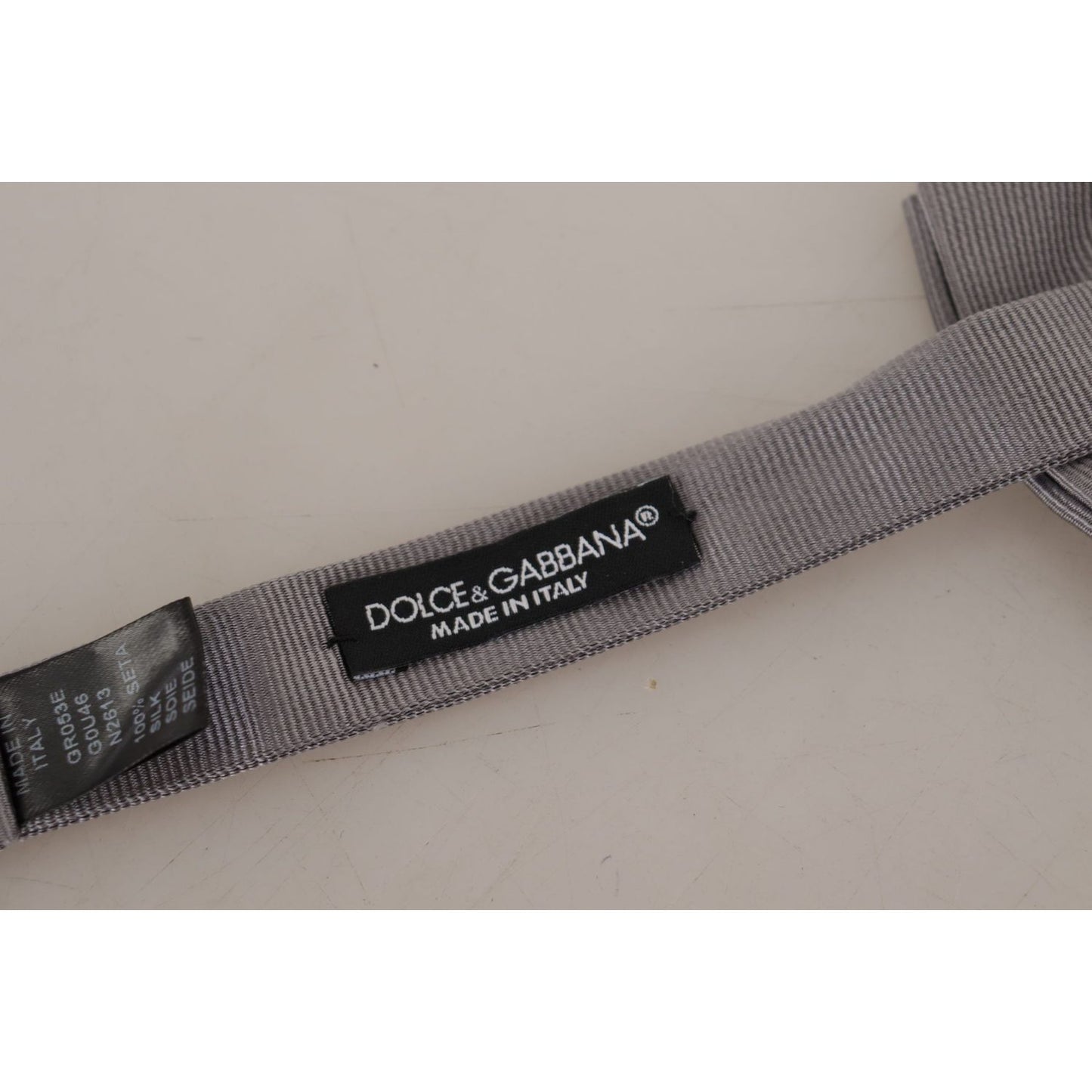Dolce & Gabbana Gray 100% Silk Adjustable Neck Papillon Tie 1728,67345645728,Accessories,Bowties - Ties and Formal Accessories - Accessories,Dolce & Gabbana,Gray,Material: 100% Silk,Men,Men - Accessories,New with tags,Ties & Bowties - Men - Accessories,Ti