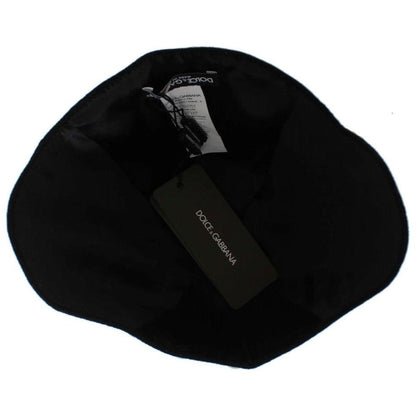 Dolce & Gabbana Black Wool White Floral Gold Leaf Hat