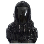 Dolce & Gabbana Elegant Black Sequined Hooded Scarf Wrap Hood Scarf Dolce & Gabbana Black