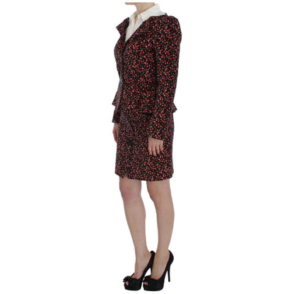 BENCIVENGA Black Multicolor Floral Suit